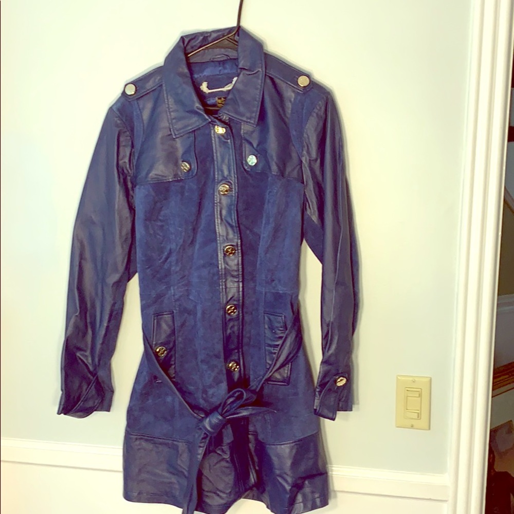 Iman Global Chic Platinum Suede Leather Jacket 1X